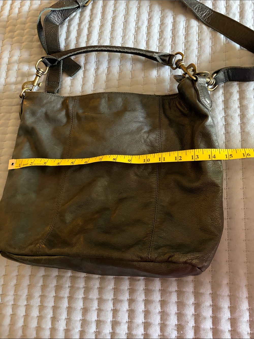 Liebeskind Crossbody Bag in Dark Gray with Brass Hardware - Picture 6 of 12